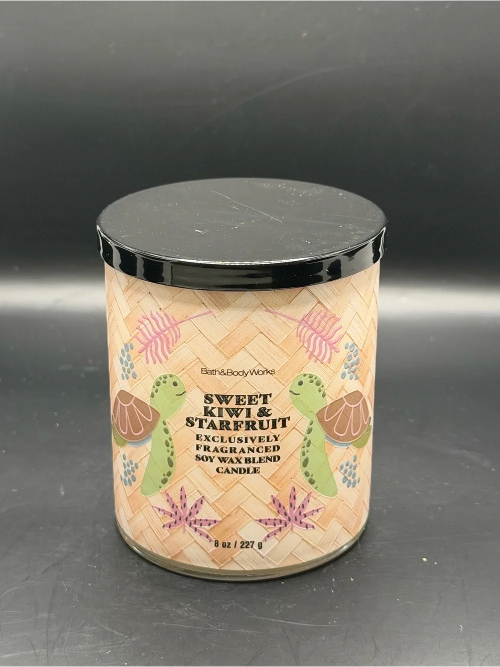 Bath & Body Works Sweet Kiwi & Starfruit 8OZ Single-Wick Candle w/ Turtle Design